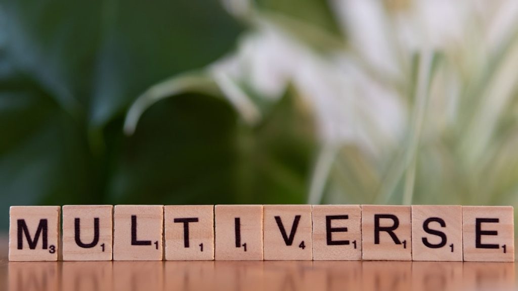 A close up of a block that says multiverse